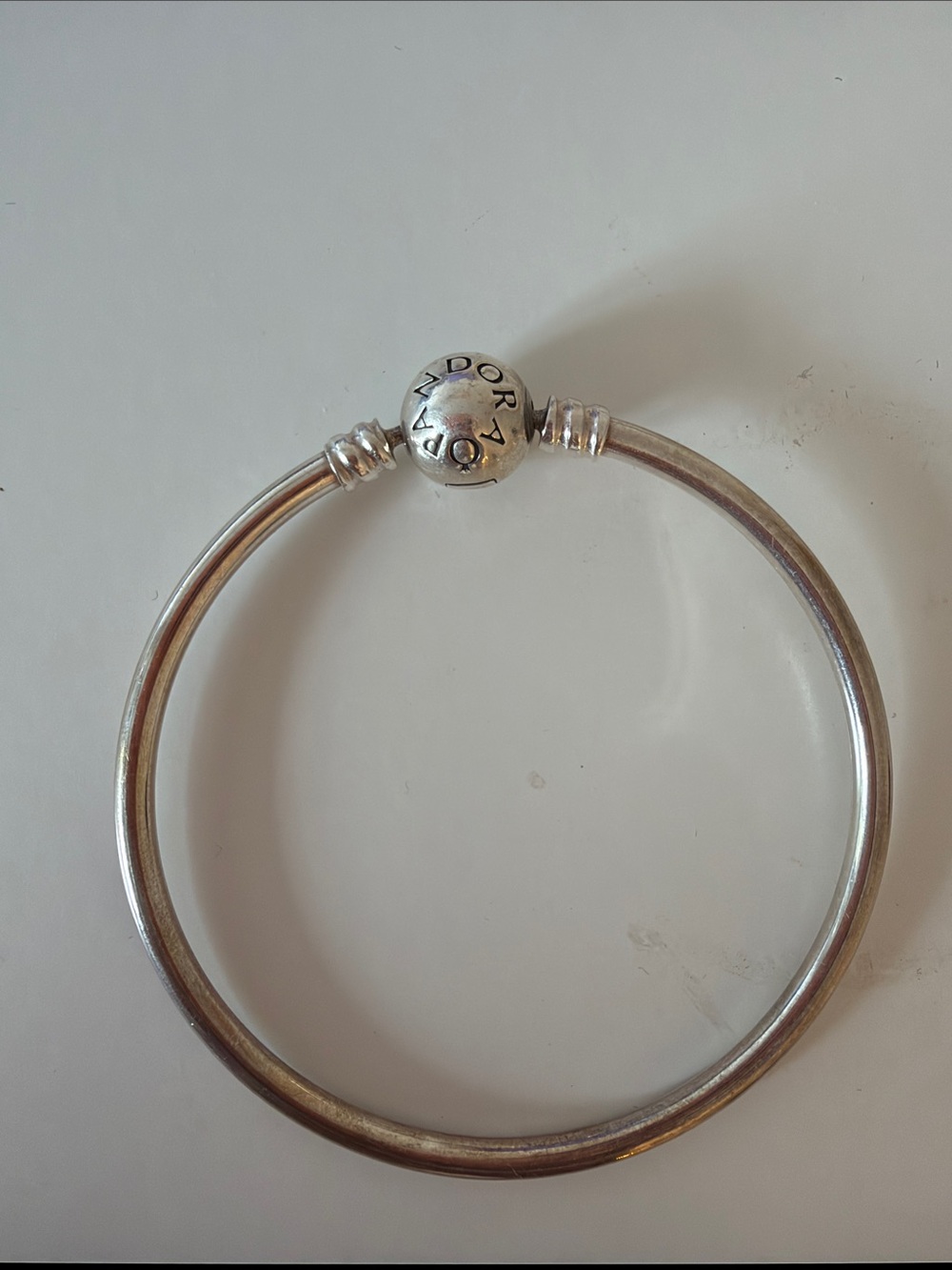 Pandora Silver Bangle Bracelet with Logo Clasp